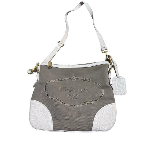 Authentic Prada Canvas and Leather Shoulder/Crossbody Bag - 197/B - Picture 1 of 10